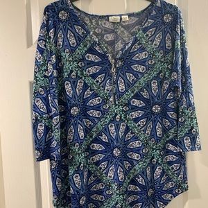 XL printed Cato blouse with zip front